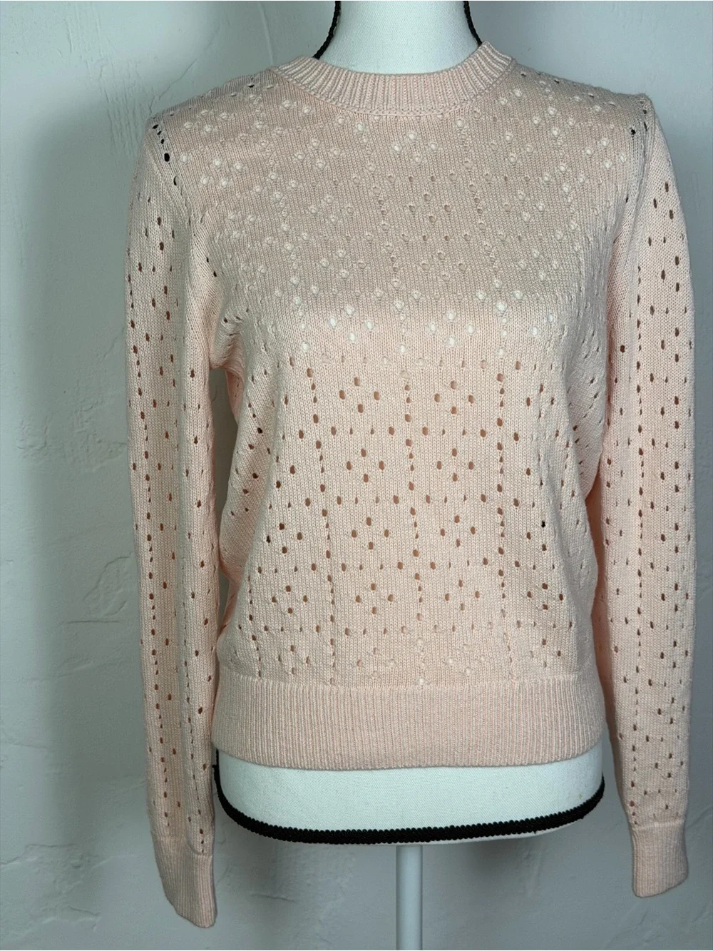 J. Crew - Point Sur Collection Pale Pink Openwork Crewneck Sweater - Perfect M